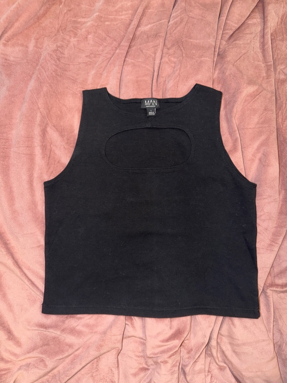 Black Cutout Cropped Tank Top